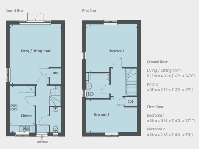 Floor plan 2 bedroom house - artist's impression subject to change